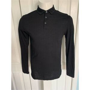Hugo Boss virgin wool Classic Black Long-Sleeve Polo Shirt